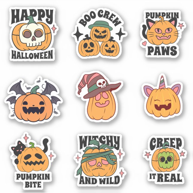 Stickers Halloween Citrouille éffrayant (Devant)