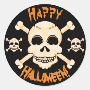 Stickers Halloween crâne et os croisés