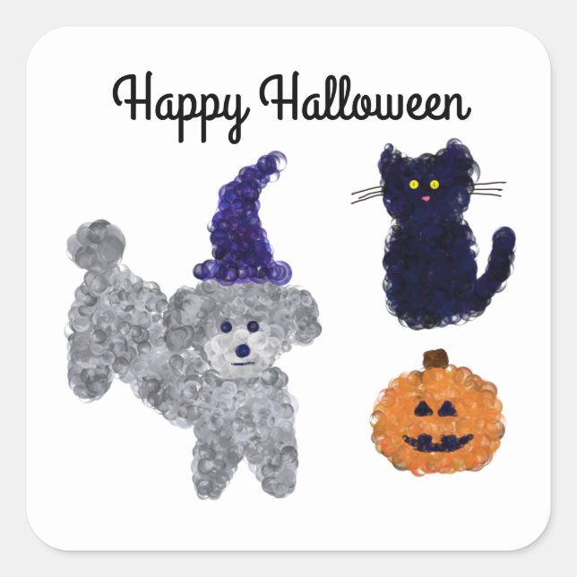 Stickers Halloween Gris Poodle #2-2 (Devant)