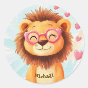 Stickers Happy Lion Valentine's Day Kids School