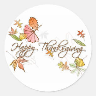 Stickers - Happy Thanksgiving Autumn Leaves