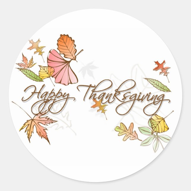 Stickers - Happy Thanksgiving Autumn Leaves (Front)