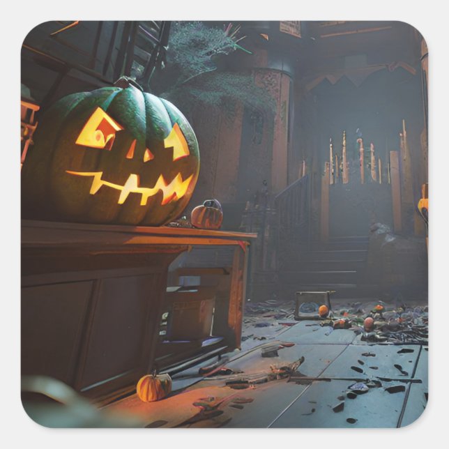 Stickers Haunted Sous-Citrouille Halloween (Devant)