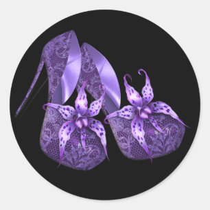 Stickers haute chaussure orchidée violet élégant