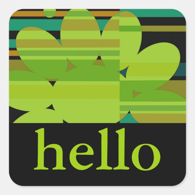 stickers hello with mod flower lime green (Front)
