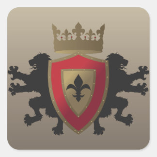 Stickers Heraldry Lion médiéval rouge
