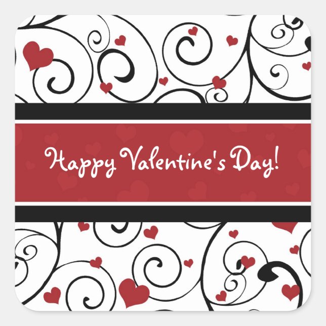 Stickers Heureuses Saintes-Valentin Coeurs et perr (Devant)