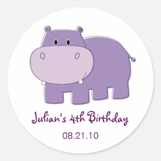 Stickers Hippo Birthday Cupcake (Devant)