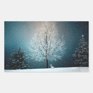 Stickers Hiver Snowy Trees et Bunny Holiday