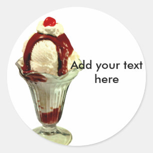 Stickers Hot Fudge Sundae Retro Ice Cream Tags