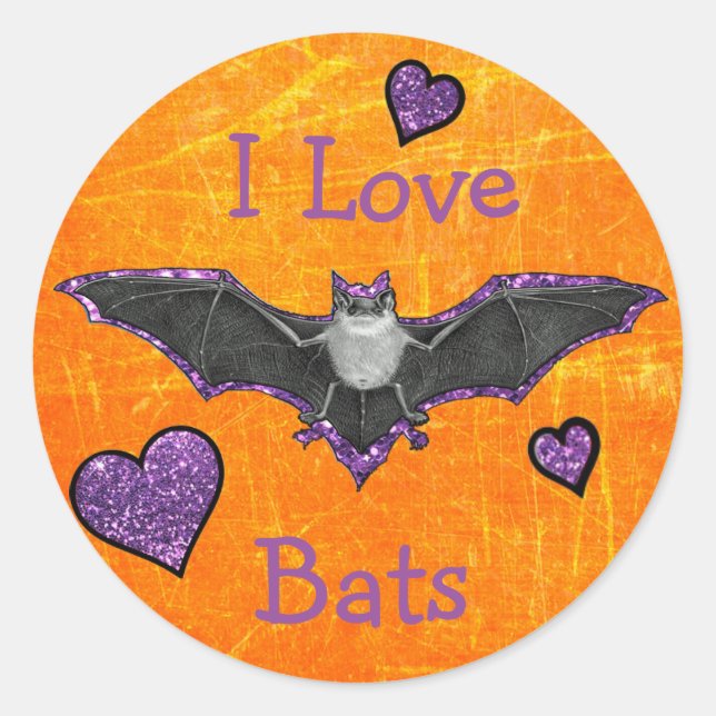 Stickers I Love Bats pour Halloween (Devant)