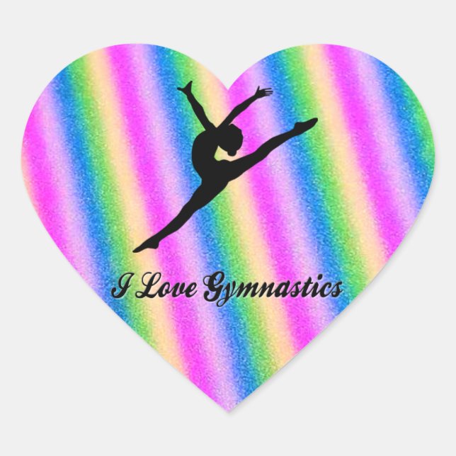 Stickers "I love Gymnastique" autocollants coeur. (Devant)