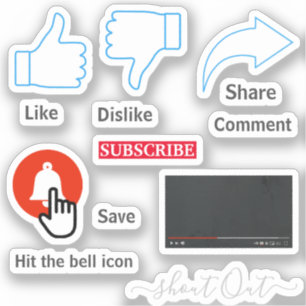 stickers icônes YouTube Custom-Cut Vinyl Sticker