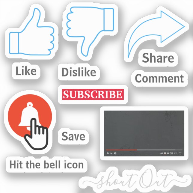 stickers icônes YouTube Custom-Cut Vinyl Sticker (Recto)