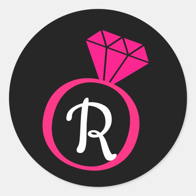 Stickers initiaux Fiançailles rose et noir (Devant)