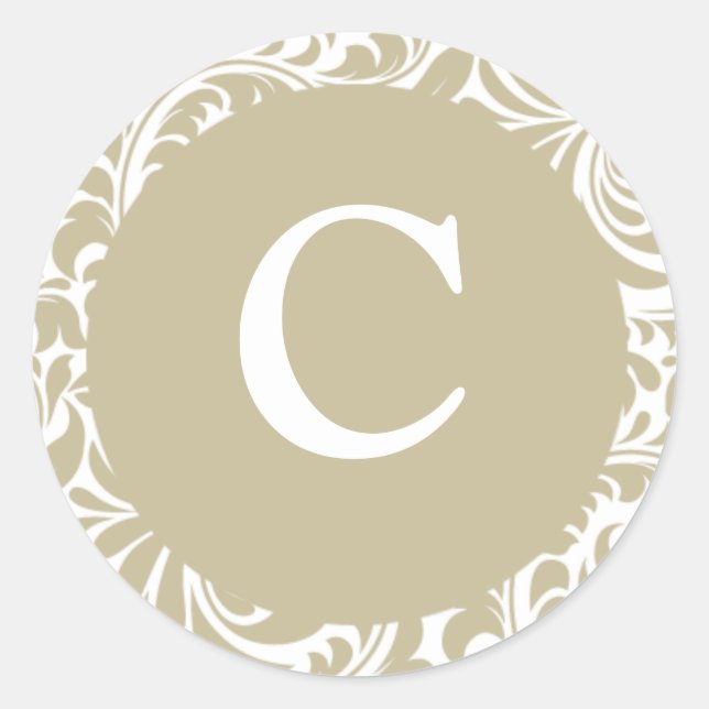 Stickers Invitation Monogramme C Gris Argent Et Bl (Devant)