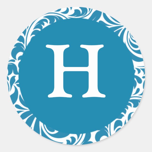 Stickers Invitation Monogramme H Cerulean Pour Mar (Devant)