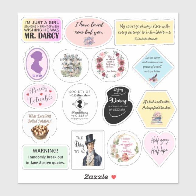 Stickers Jane Austen (Feuille)