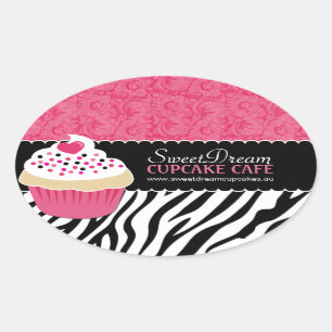 Stickers Jar Zebra Print Cupcake