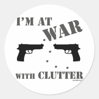 Stickers 'Je suis en guerre contre le Clutter'