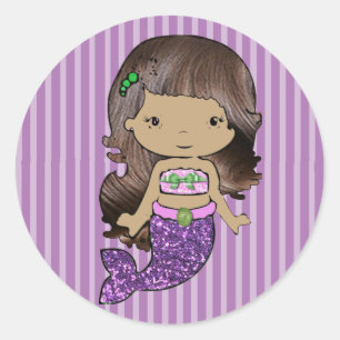 Stickers Joli sirène vert et violet