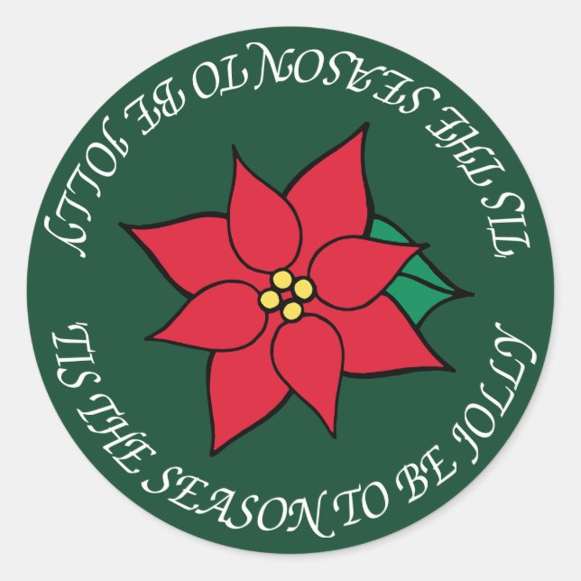 Stickers Jolly Christmas Red Poinsettia (Devant)