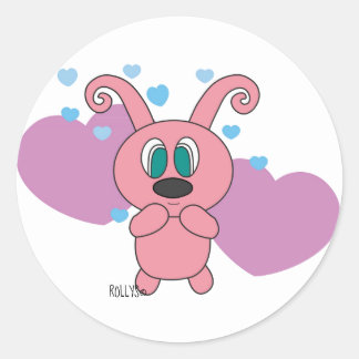 Stickers Jour de Valetine Coeurs Roses Rolly