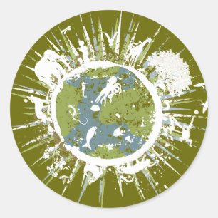 Stickers jour des terres vert