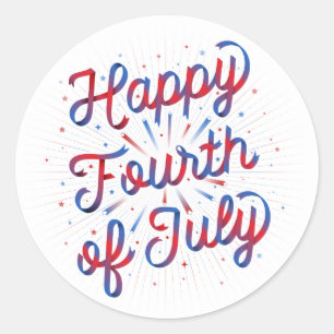 Stickers Joyeux 4 juillet (Dégradé Rouge/Bleu)