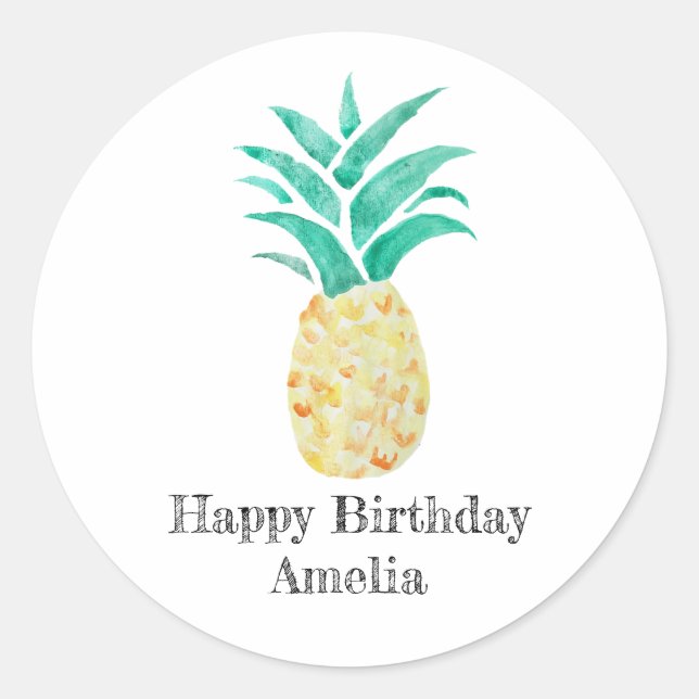 Stickers Joyeux Anniversaire Pineapple Tropical Pa (Devant)
