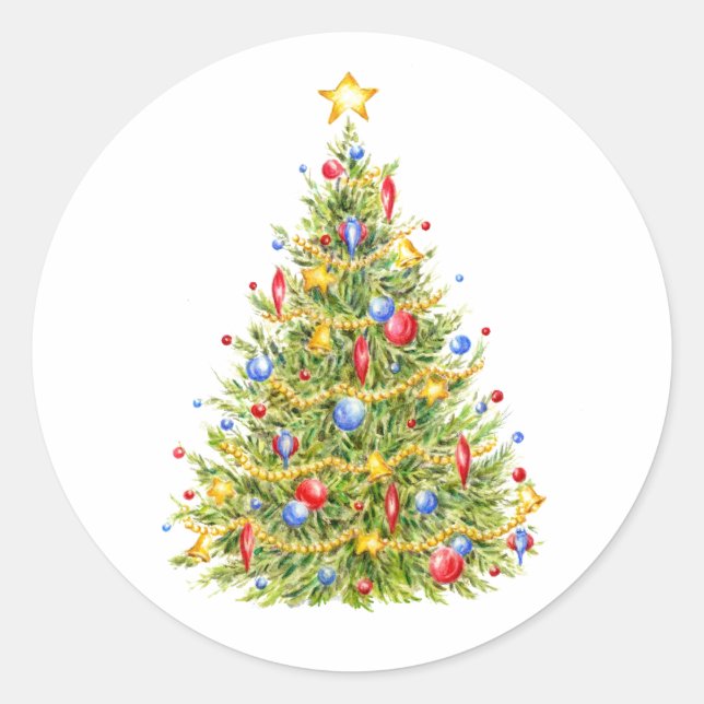 Stickers Joyeux Arbre de Noël traditionnels (Devant)