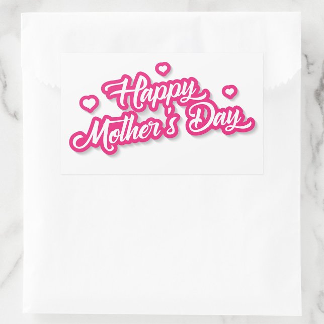 Stickers Joyeux fête des mères (Happy Mother's Day Stickers with vibrant pink lettering on a clean white background!)