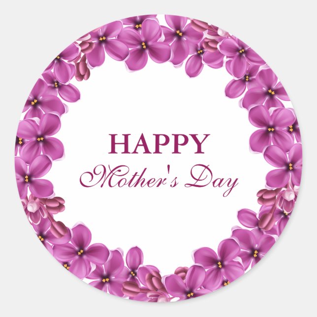 Stickers Joyeux Jour des Mères Lilac Wreath (Devant)