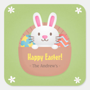 Stickers Joyeux lapin de Pâques et Oeufs de décora