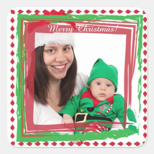Stickers Joyeux Noël Famille Photo (Devant)