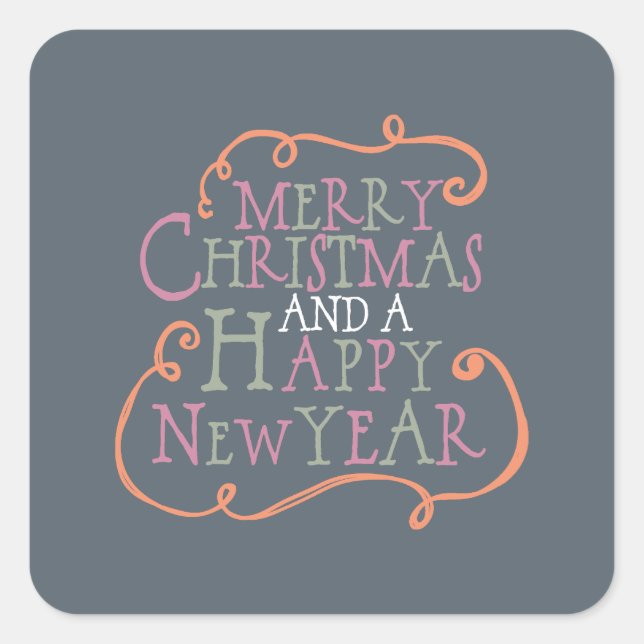 Stickers Joyeux Noël Orange et Rose (Devant)