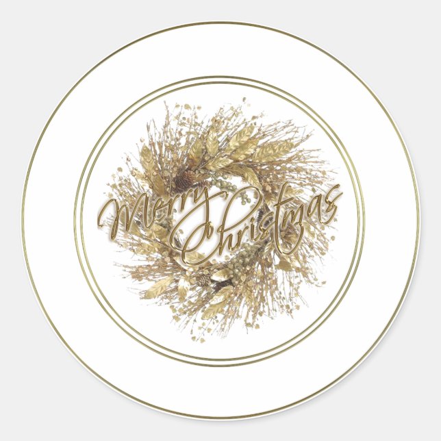 Stickers Joyeux Noël Wreath Or (Devant)