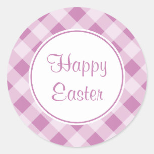Stickers Joyeux Pâques Gingham Lavender