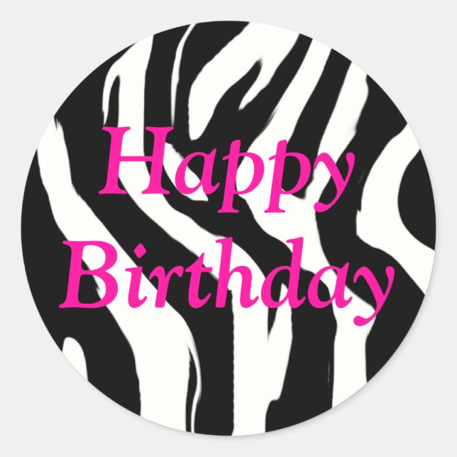 Stickers Joyeux Zebra Round Anniversaire (Devant)