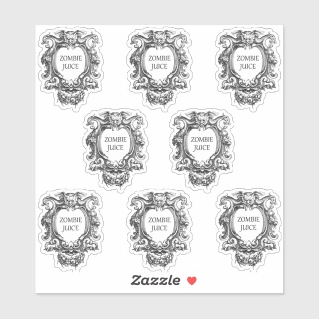 Stickers Jus Zombie Halloween 1,5 po x 2 po (Feuille)