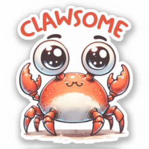 Stickers Kawaii Crab Drôle Clawsome
