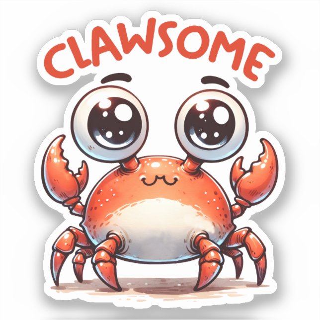 Stickers Kawaii Crab Drôle Clawsome (Recto)