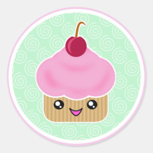 Stickers Kawaii Cupcake Cerise Rose