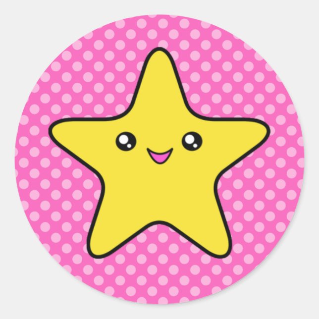 Stickers Kawaii Star Polka Rose (Devant)