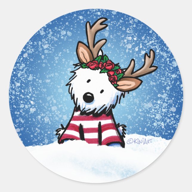 Stickers KiniArt Westie Reindeer (Devant)