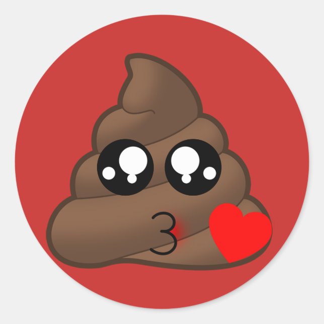 Stickers Kissy Face Love Poop Emoji (rouge) (Devant)