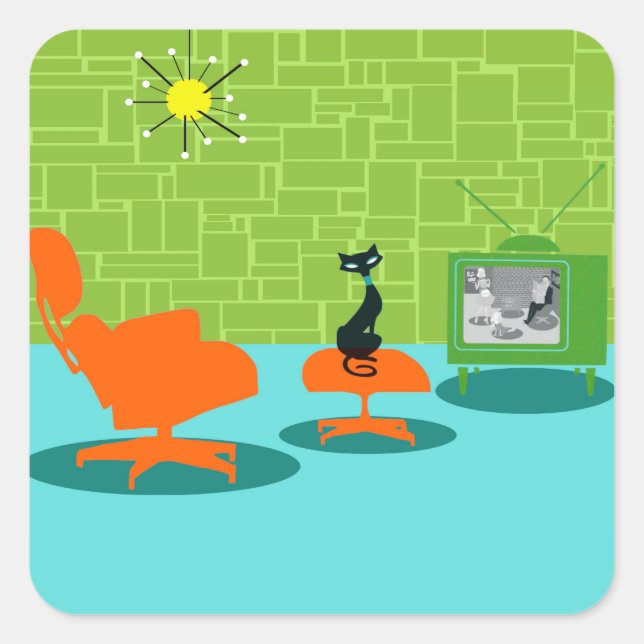 Stickers Kitty de l'âge de l'espace rétro (Devant)