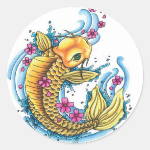 Stickers Koi avec fleurs de cerisiers