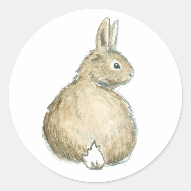 Stickers lapin en aquarelle bois (Devant)