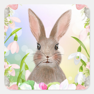 Stickers Lapin Lapin Cute Spring Aquarelle